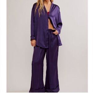 NWT  Free People Dreamy Days Solid PJ Set / Gothic Grape  Size: S